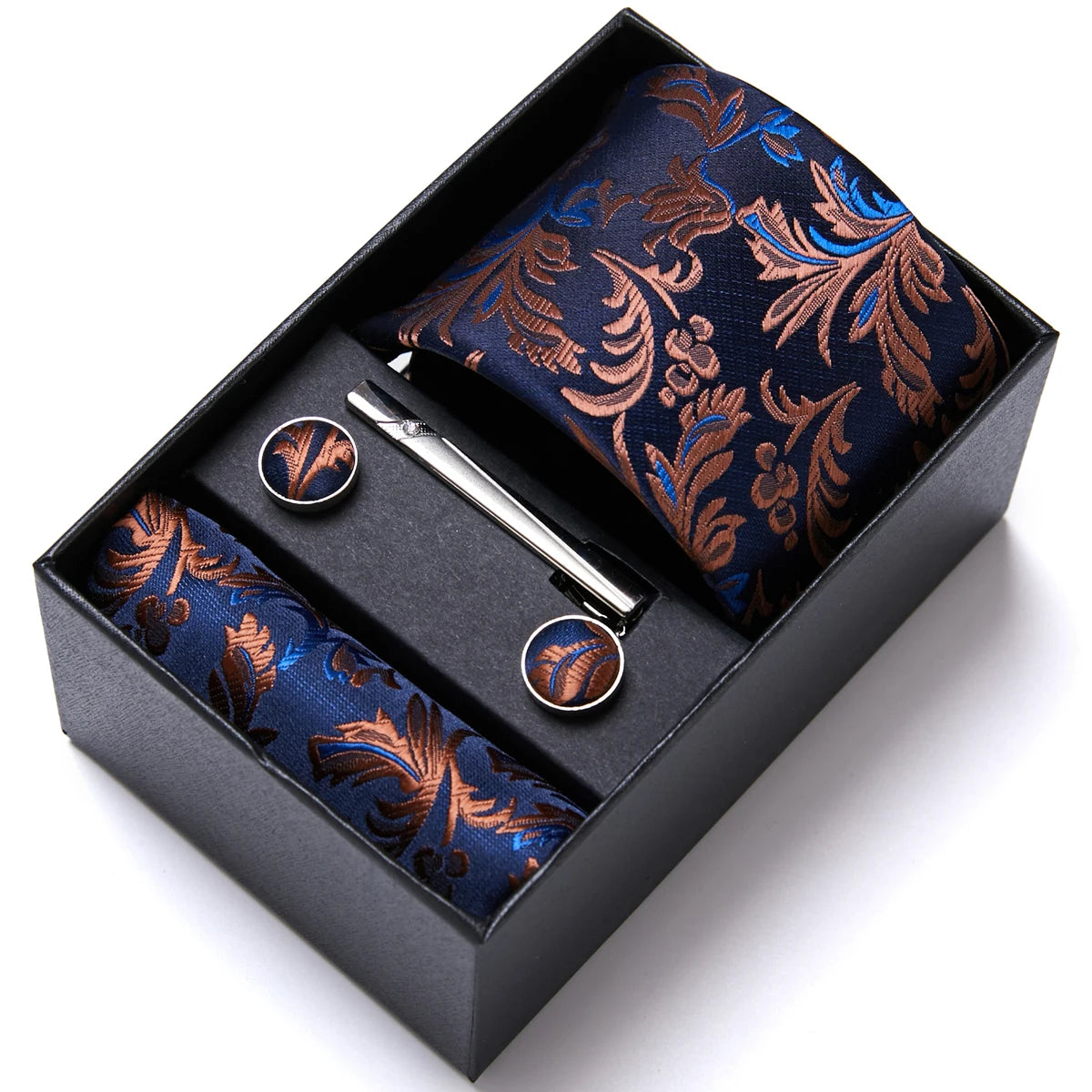 VanGise Men's Necktie Set — Business Tie, Cufflinks, and Pocket Square Kit
