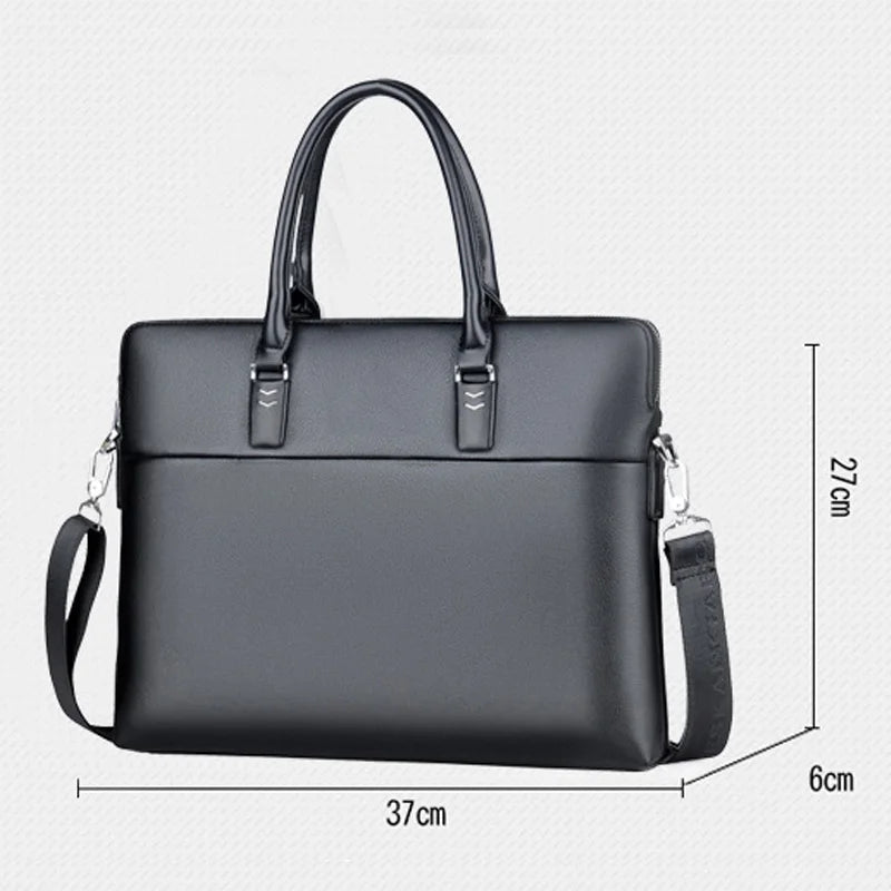 HERBATA Men's Professional Leather Briefcase — Waterproof 14 Inch Laptop Messenger Bag