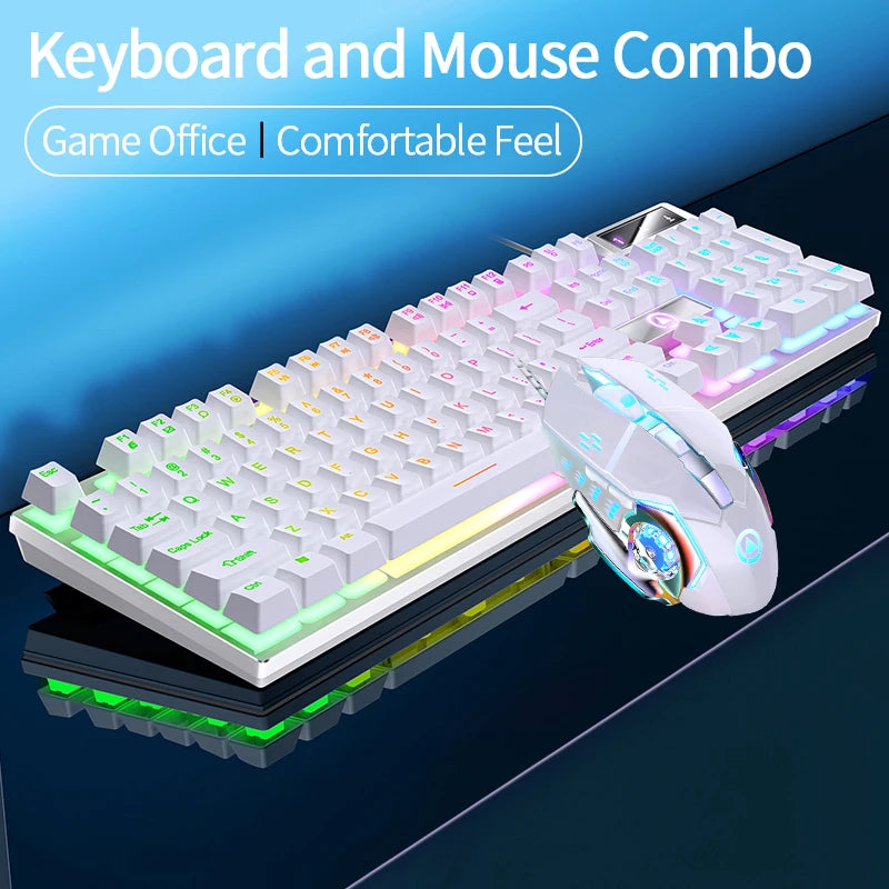 YINDIAO Wired Backlit Keyboard and Mouse Combo — Ergonomic Mechanical Feel Set