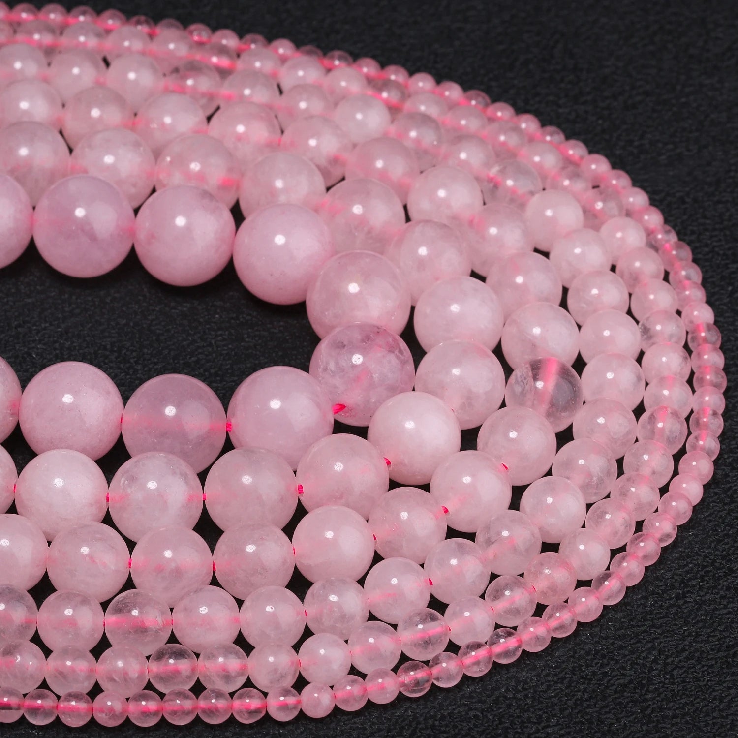 Natural Pink Rose Quartz Beads — Round Stone Spacers for DIY Jewelry