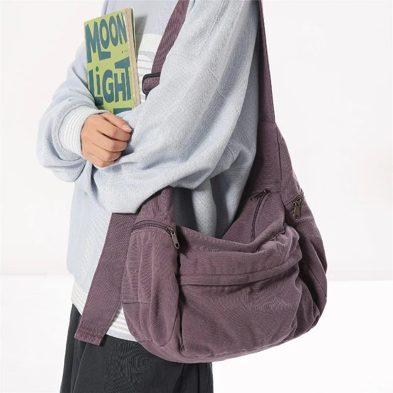 SMHXIANGQIANJIN Canvas Crossbody Bag — Large Capacity Messenger Style
