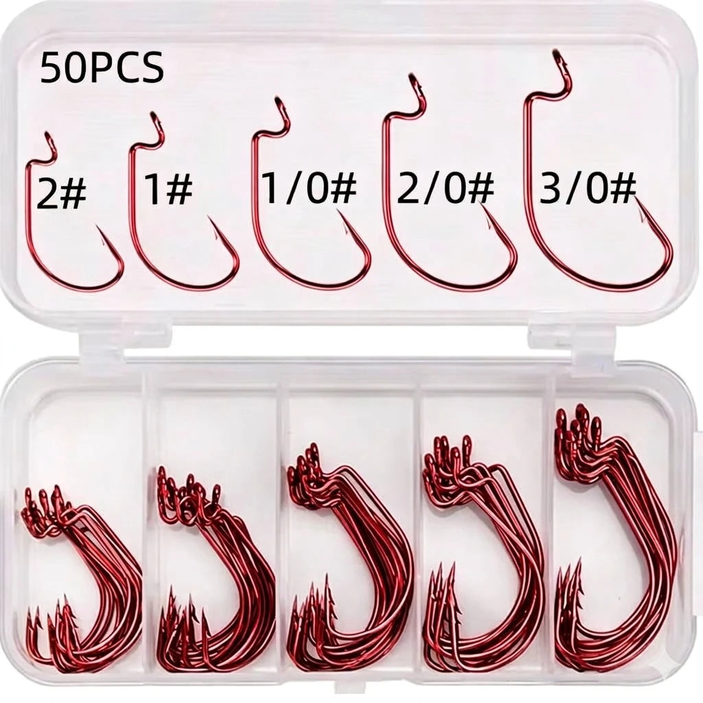 High Carbon Steel Crank Fishing Hooks — Wide Gap Offset Set for Soft Worms