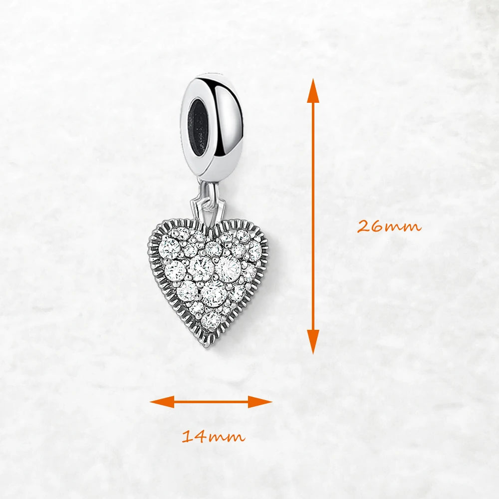Thaddaeus Vintage Heart Pendant — 925 Sterling Silver Zircon Charm