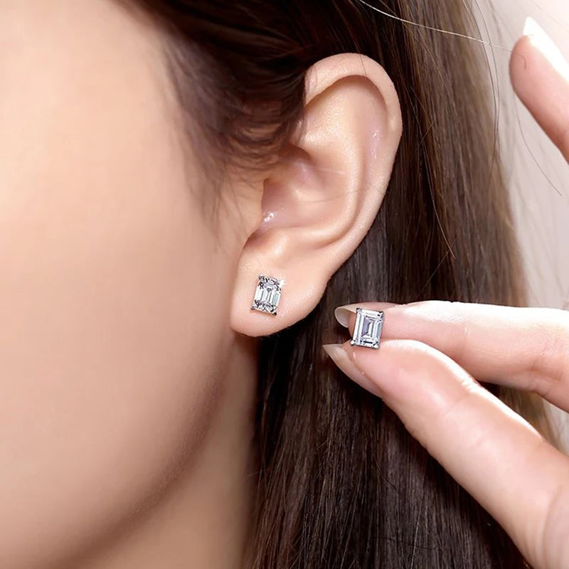 AITERNITY Moissanite Stud Earrings — Elegant S925 Silver Wedding Jewelry