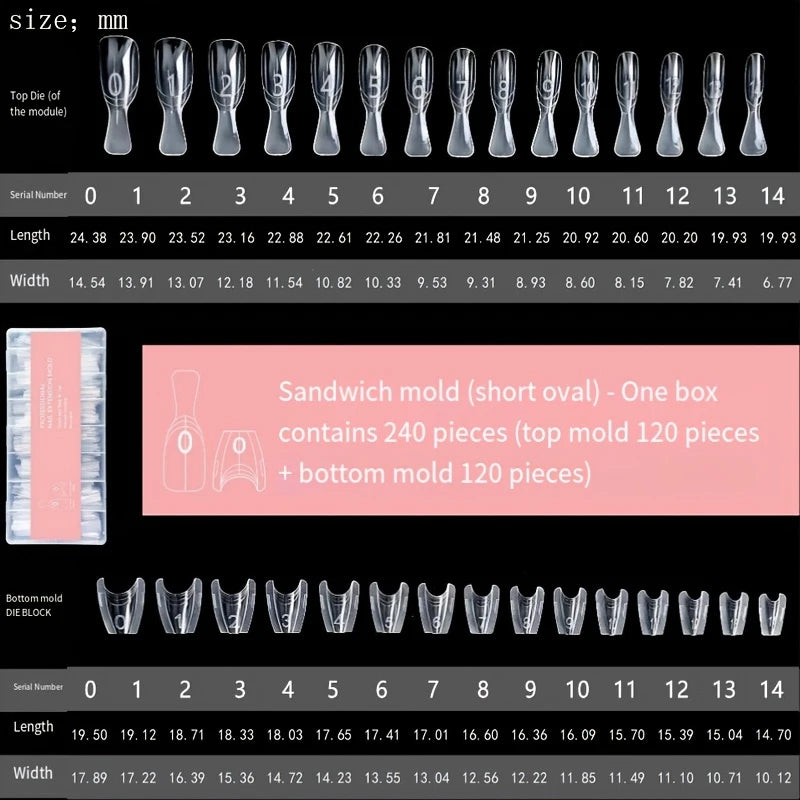 Dual-Form Nail Extension Molds — 240 Piece Resin Set for Quick Salon Results