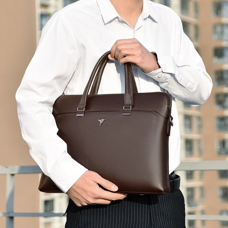 Leather Executive Briefcase — Professional 15.6 Inch Laptop Portfolio