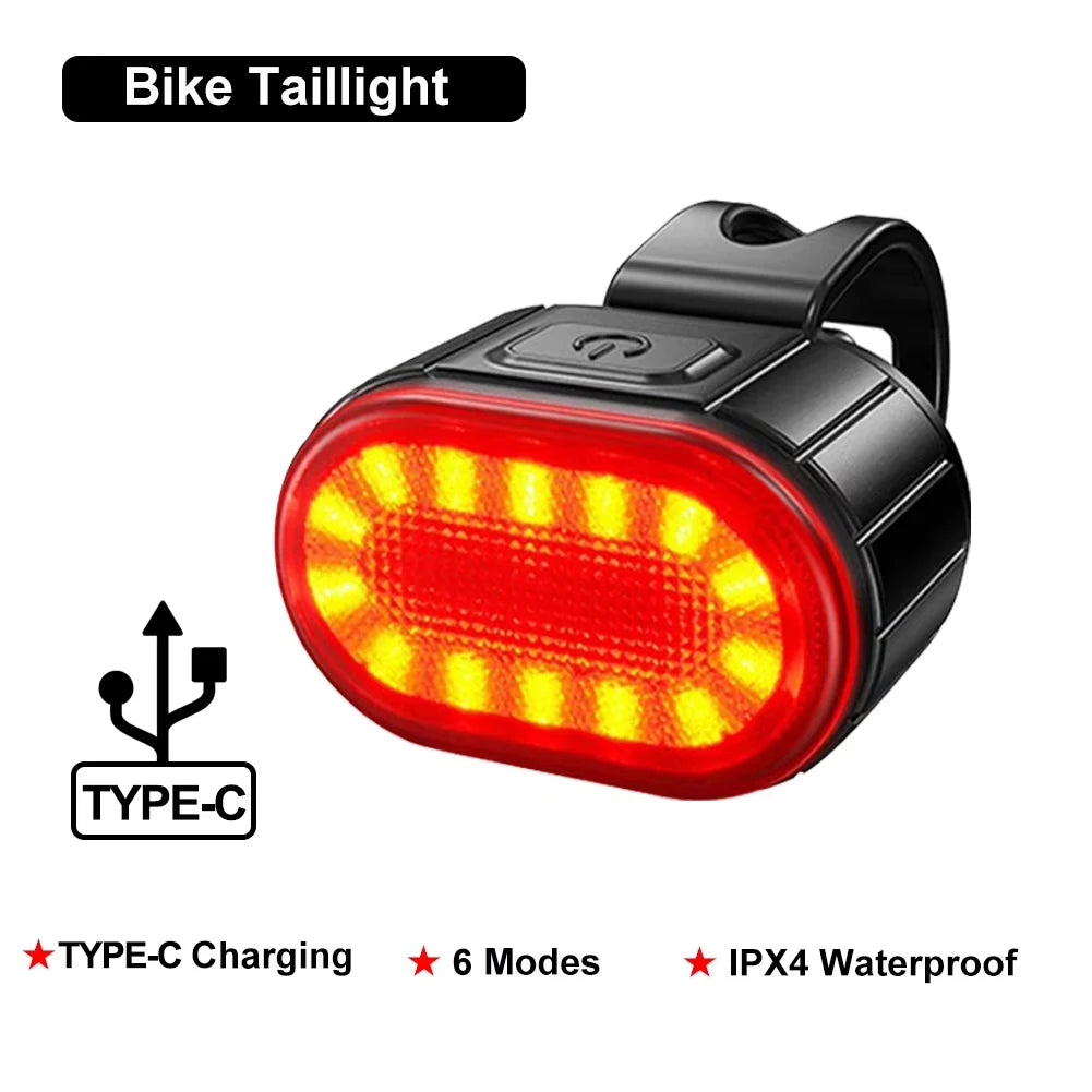 Heinast USB Rechargeable Bicycle Light Set — Waterproof LED Cycling Safety Lamps