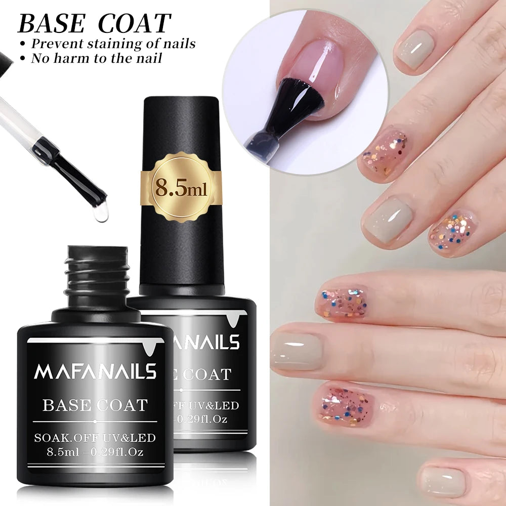 MingLee Clear Gel Top Coat & Base Coat Set — Long-Lasting No-Wipe Finish
