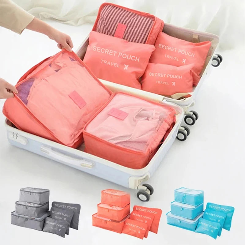 6-Piece Travel Packing Cube Set — Large Capacity Luggage Organizer