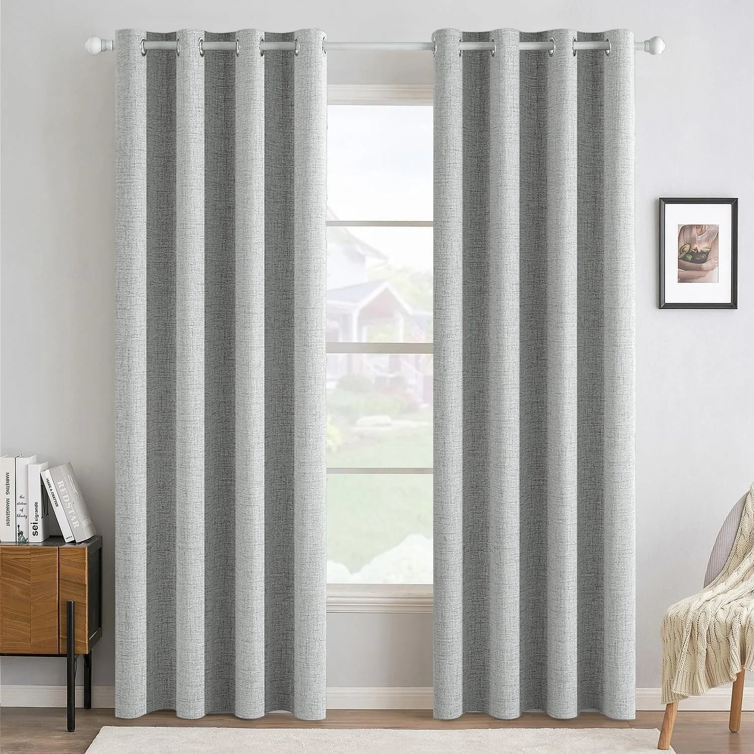 Linen Textured Blackout Curtains — Thermal Insulated Window Drapes