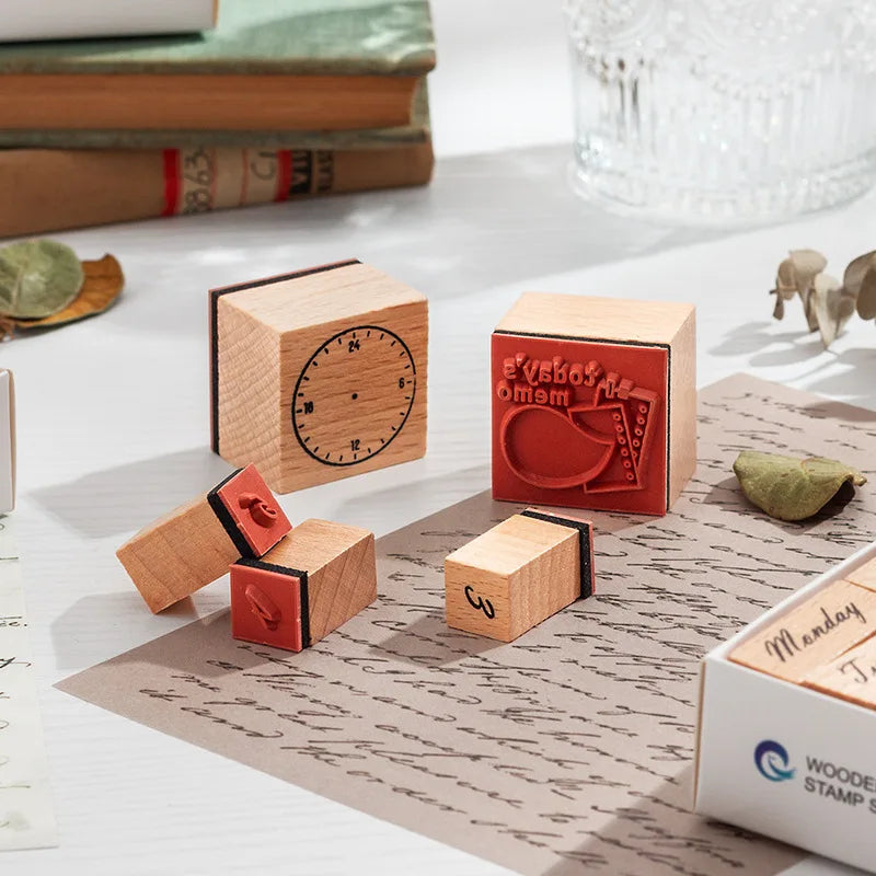 Wooden Stamp Kit — Journal Schedule Marking