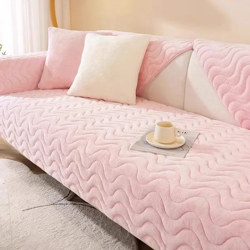 Plush Sofa Mat — Warm Thickened Seat Cushion & Anti-Slip Cover