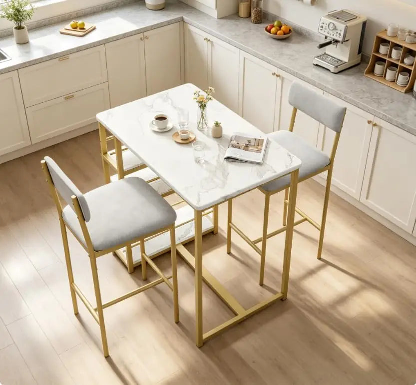 Garvee Dining Table Set with 2 Chairs — Space-Saving Modern Bar Furniture