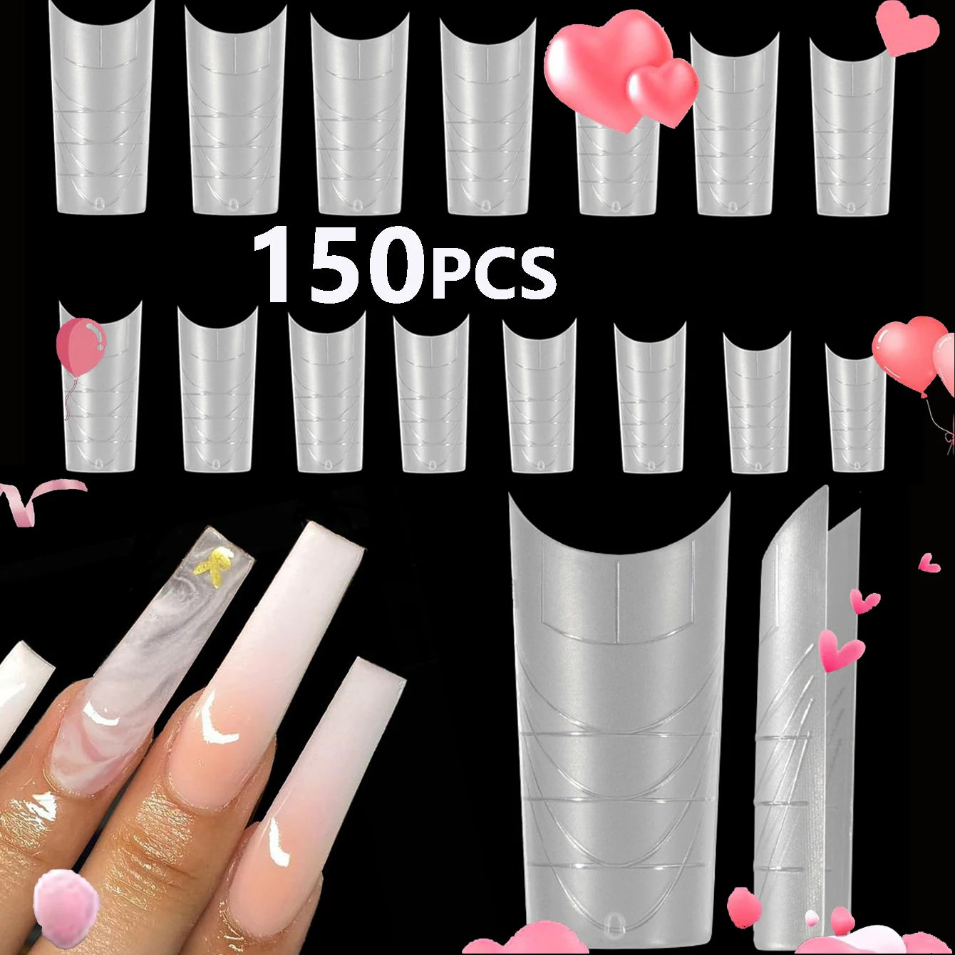 ARTAUG 150Pcs Clear Press On Toenails — Full Cove Nail Set with Glue Kit