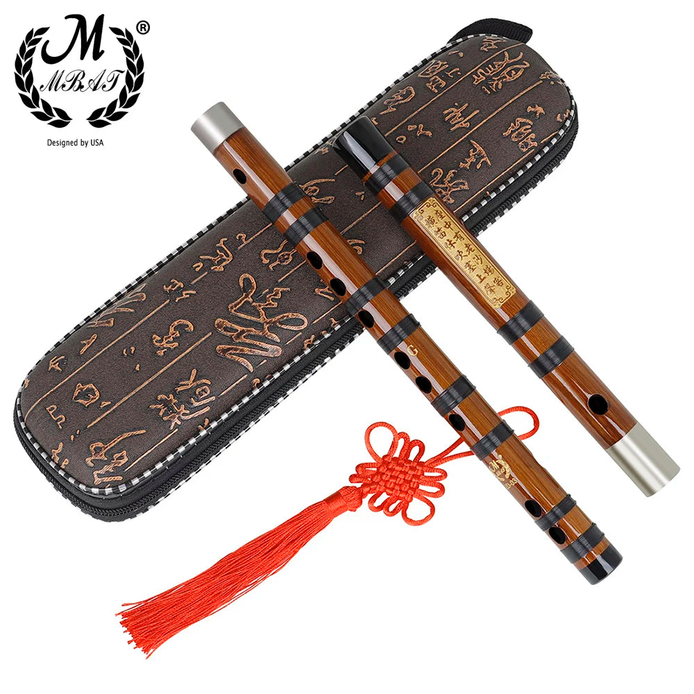M MBAT Traditional Bamboo Flute — Handcrafted Musical Instrument with Brass Joints