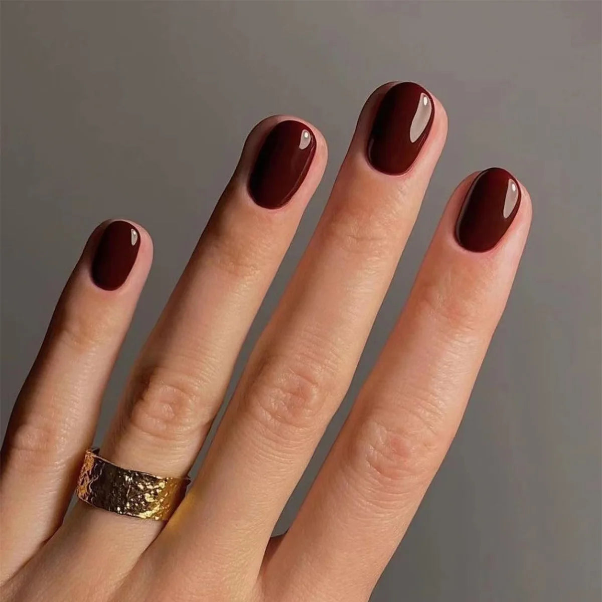 HOEPOOK Press On Nails — Red Glossy Acrylic French Tip Set