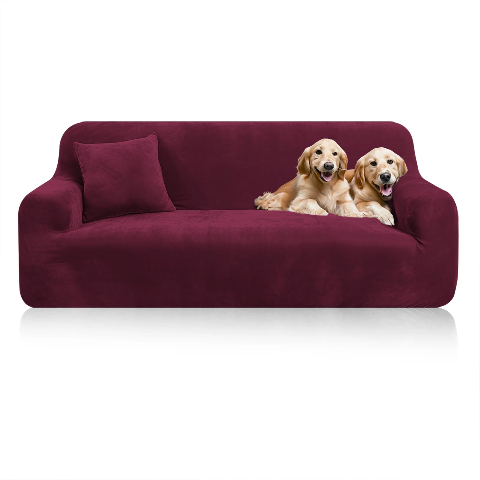 Stretch Velvet Sofa Covers — Soft Furniture Protector with Non-Slip Bottom