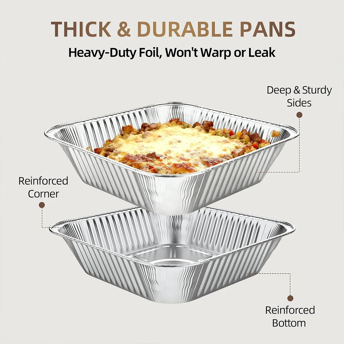 SilverKnight Square Aluminum Baking Pans — 35-Piece Set with Dome Lids