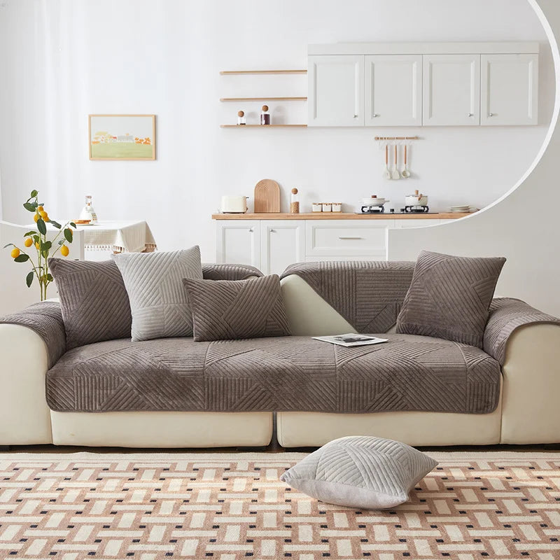 Crystal Velvet Sofa Cover — Non-Slip Furniture Protector for Pets and Kids