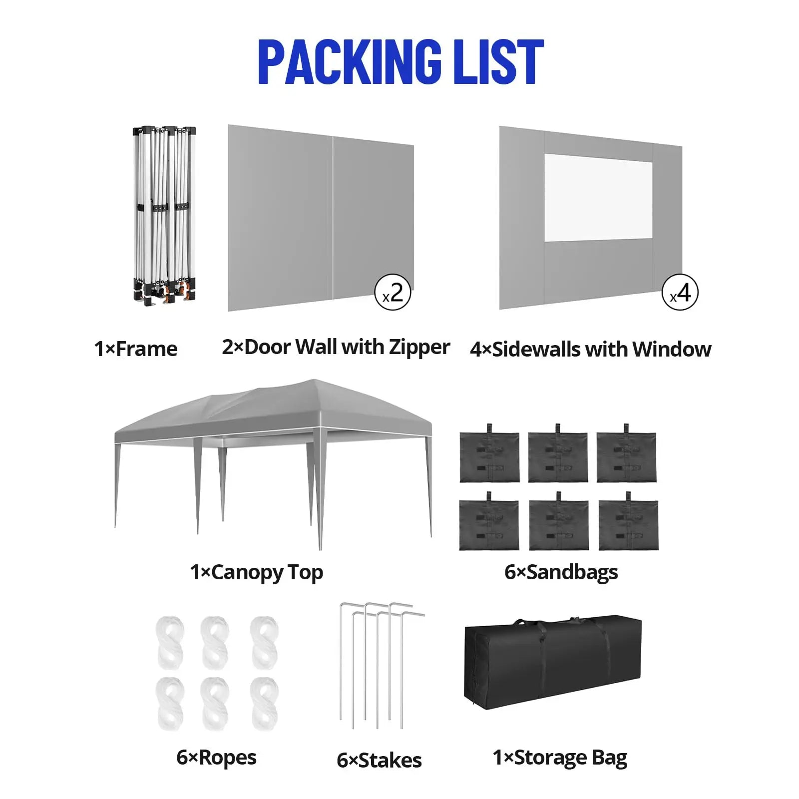 HiMISS Heavy Duty Pop Up Canopy — Waterproof Party Tent with 6 Sidewalls