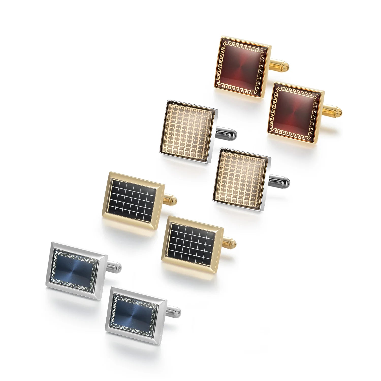 UJOY Luxury Copper Cufflinks — Elegant Round and Square Men's Jewelry Set