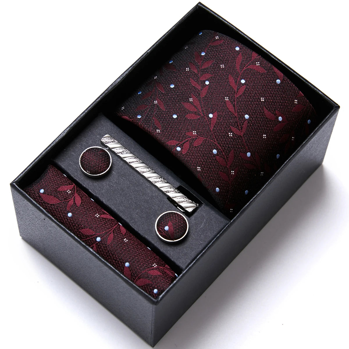 VanGise Men's Necktie Set — Business Tie, Cufflinks, and Pocket Square Kit