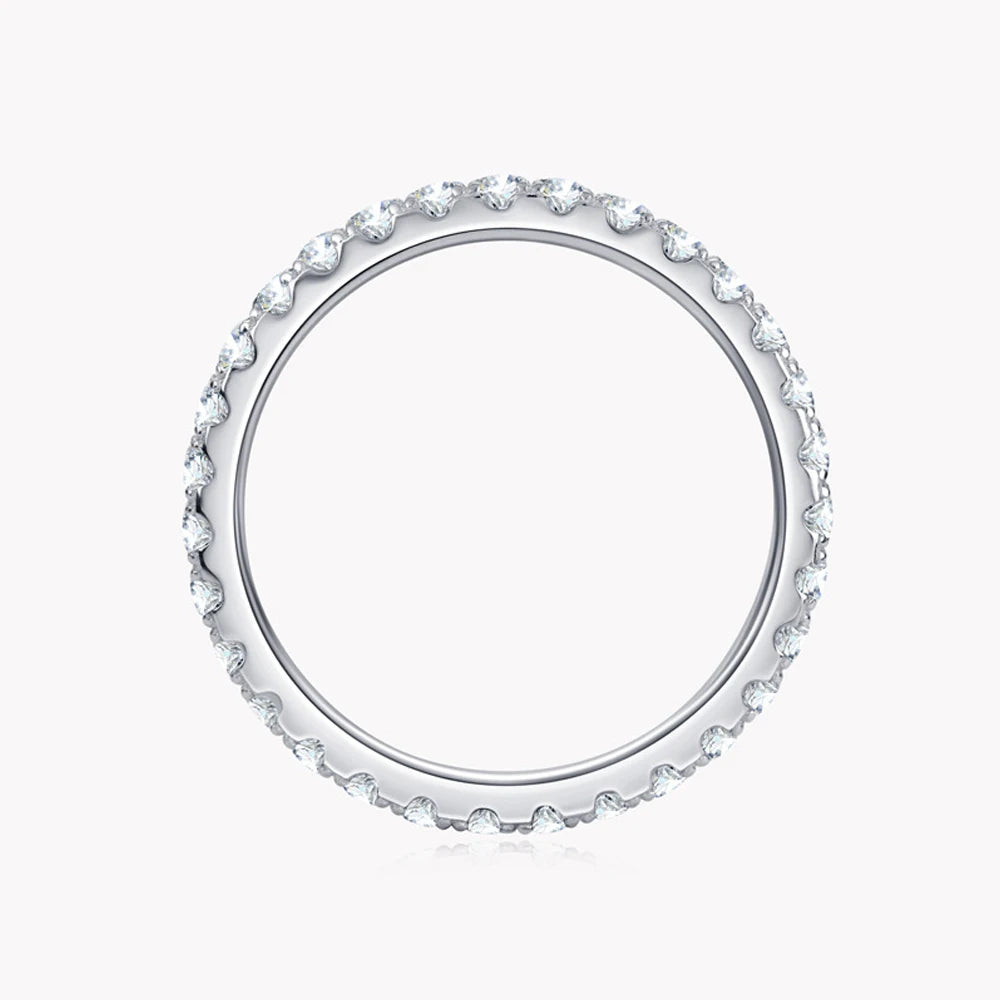 knobspin Moissanite Eternity Band — 925 Sterling Silver Wedding Ring