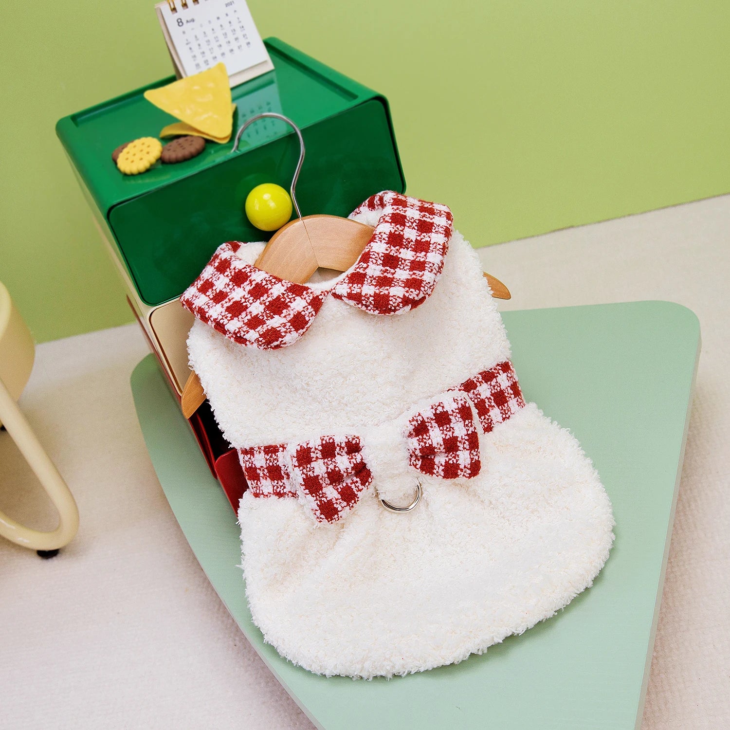 Plaid Dog Jacket and Dress Set — Stylish Autumn/Winter Pet Outfits