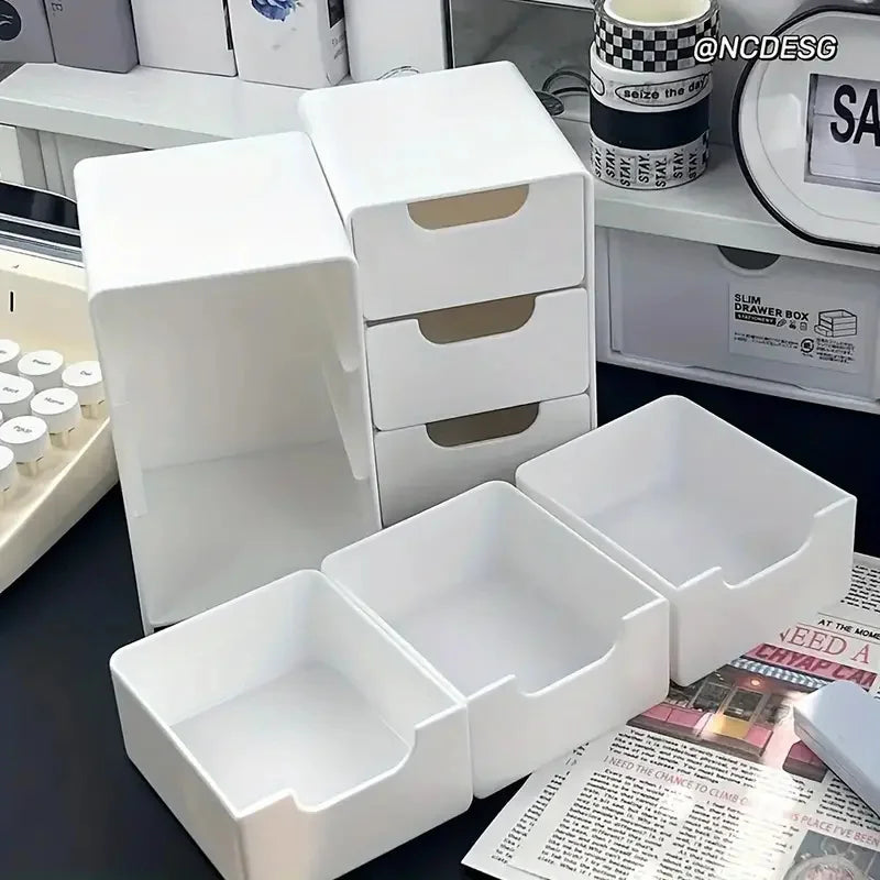 3-Tier Plastic Cosmetic Organizer — Multifunctional Countertop Storage Box