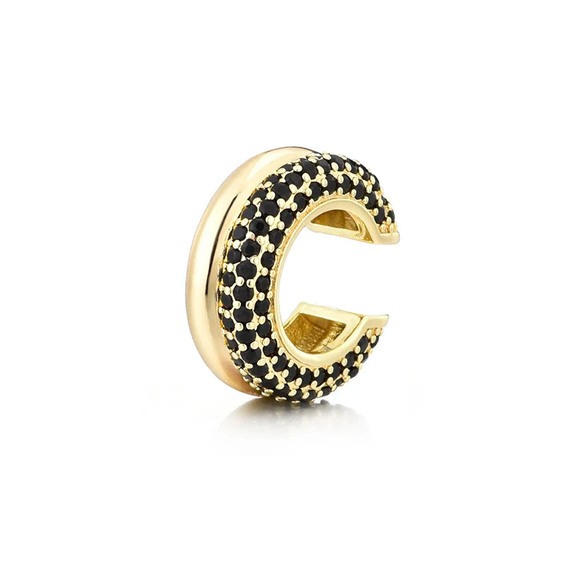 LOVBEAFAS Double Layer C-Shape Ear Cuff — Geometric Zircon Clip-On Earrings