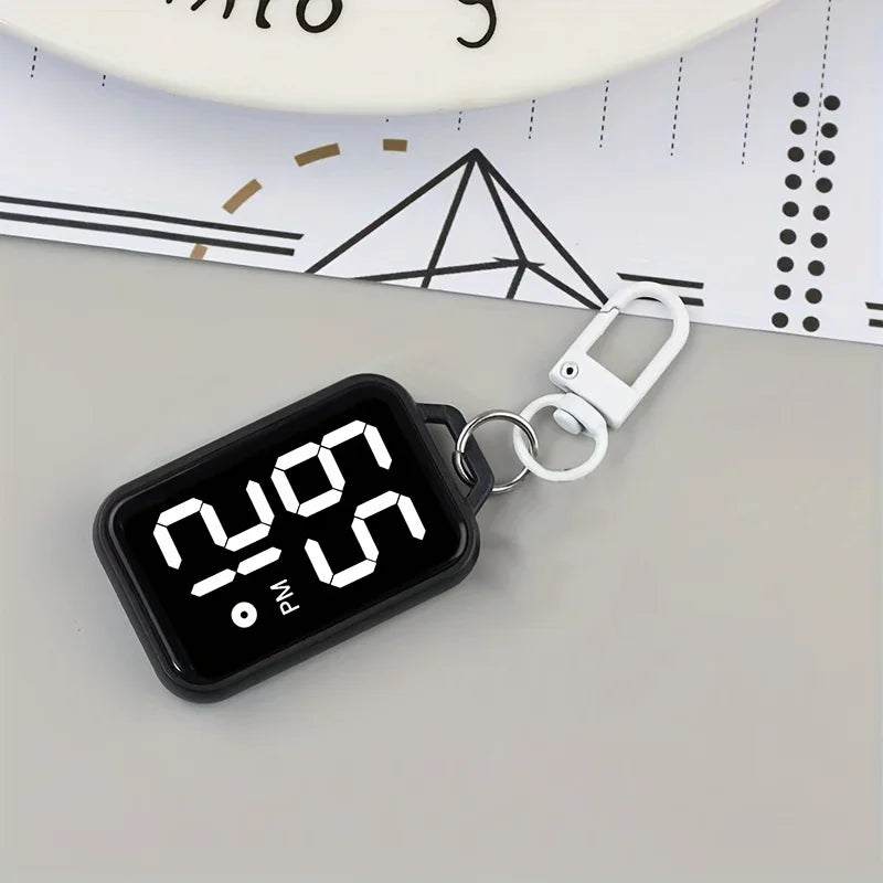 Digital LED Keychain Pocket Watch — Luminous Touch Display Pendant