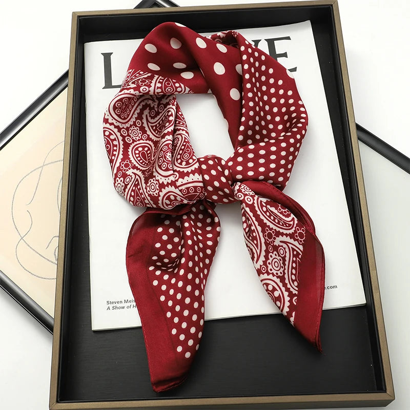 SENAIFEI Printed Silk Scarf — Luxury Square Shawl & Decorative Headband