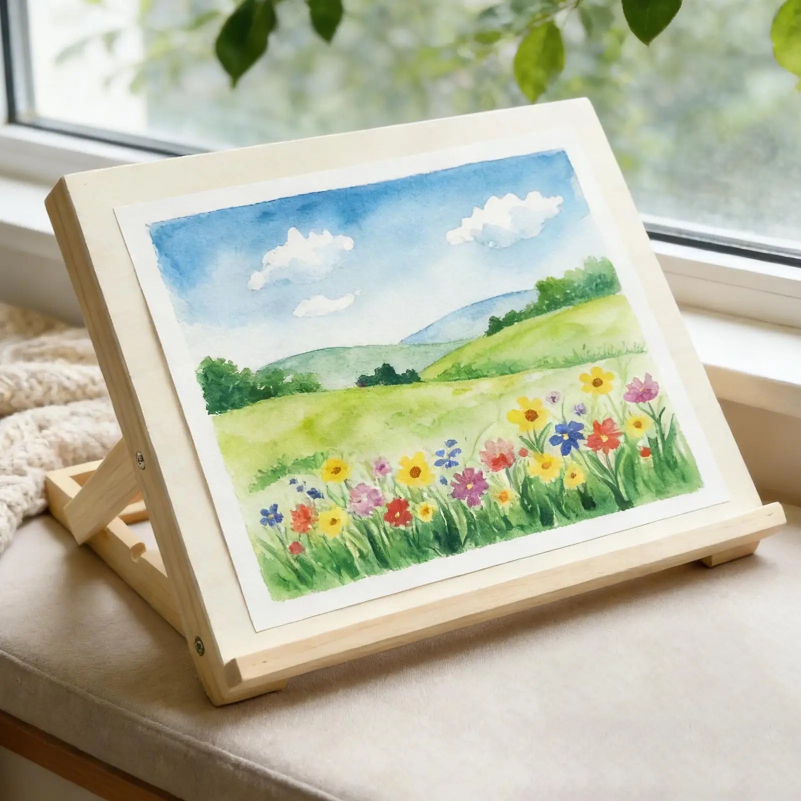 Wooden Tabletop Easel — Foldable Adjustable Sketching Stand for Artists