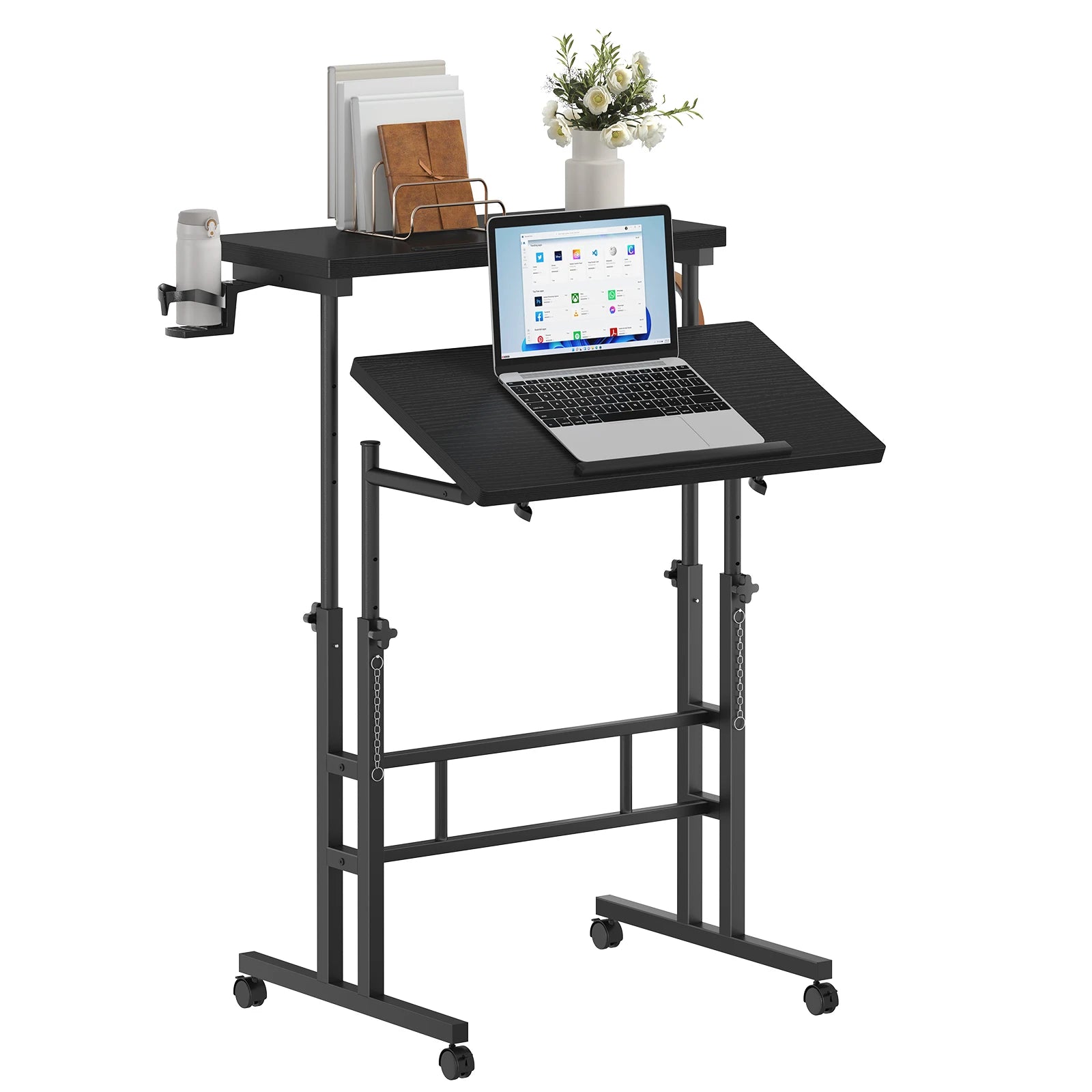 MCQ Rolling Standing Computer Desk — Ergonomic Height Adjustable Workstation