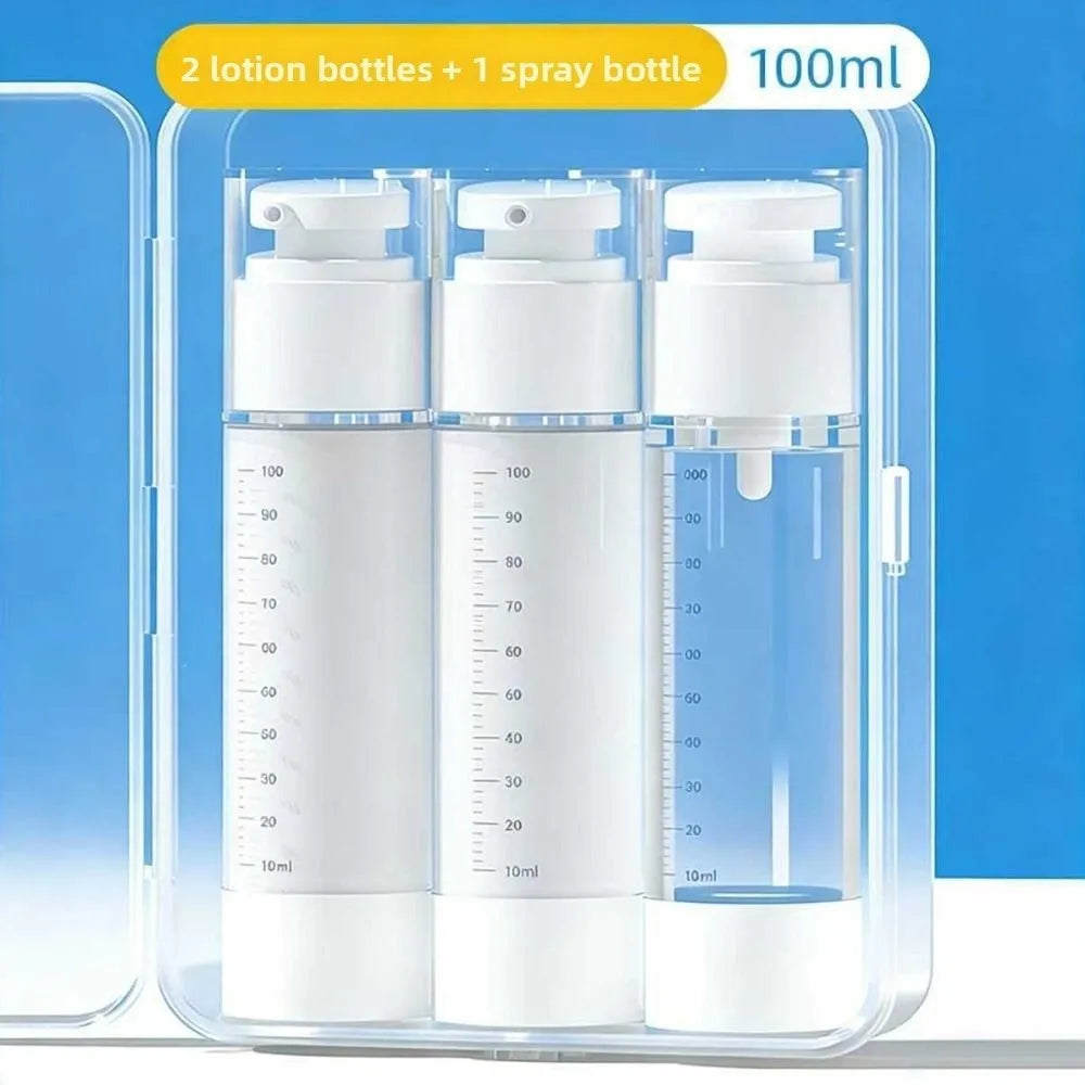 Transparent Travel Refillable Bottle Set — Leak Proof Containers with Storage Box