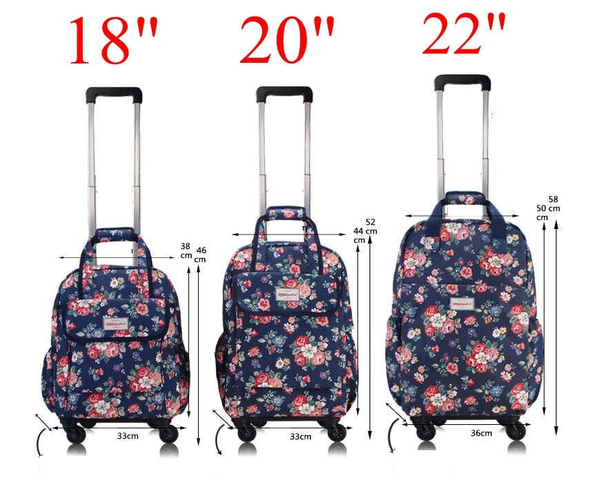 Women's Oxford Rolling Backpack — Versatile Travel Trolley Luggage