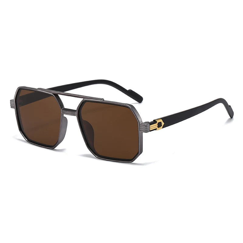 Julyrays Polygonal Double Beam Eyewear — Retro Trendy Large Frame Glasses