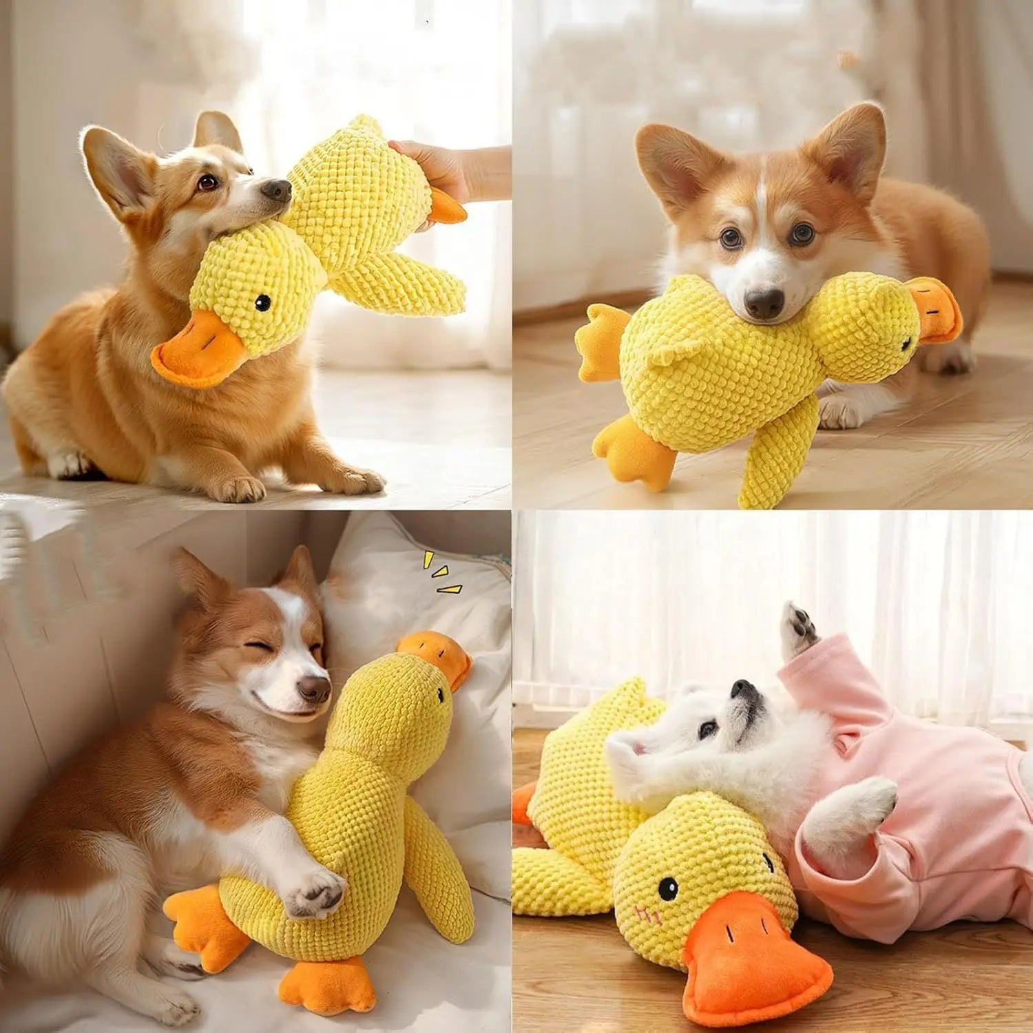XMSJ Duck Plush Dog Toy — Durable Squeaky Chew Toy for Teeth Relief