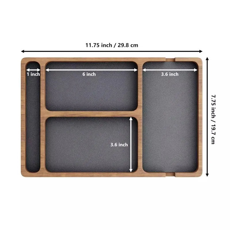 Solid Wood Desktop Storage Box — Multi-Compartment Organizer for Office & Home