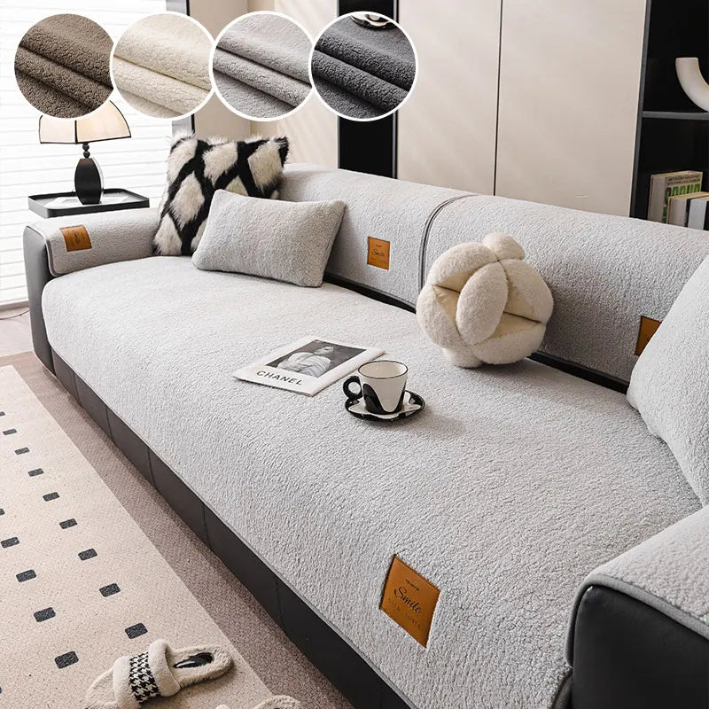 Fleece Sofa Mat — Soft Lamb Fleece Cover for Autumn and Winter