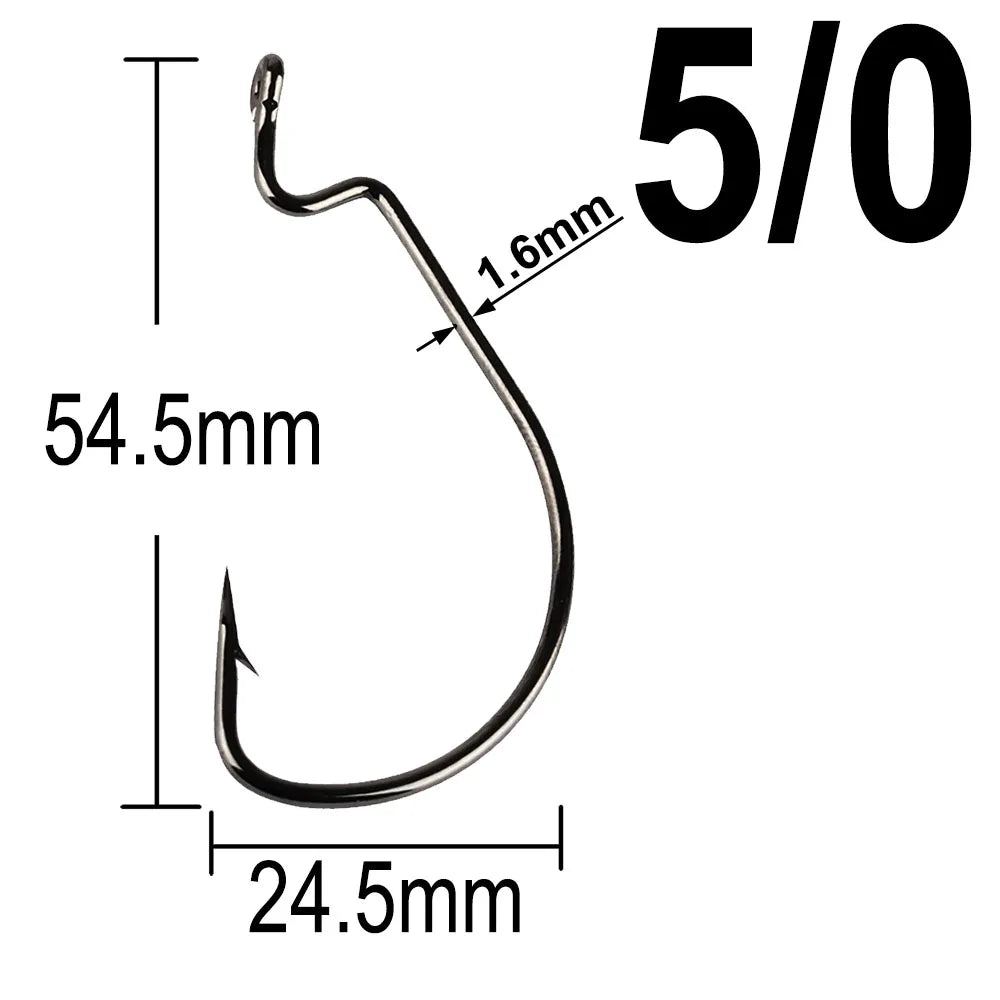 facifa Wide Gap Worm Fishing Hooks — High Carbon Steel Lures with Storage Box