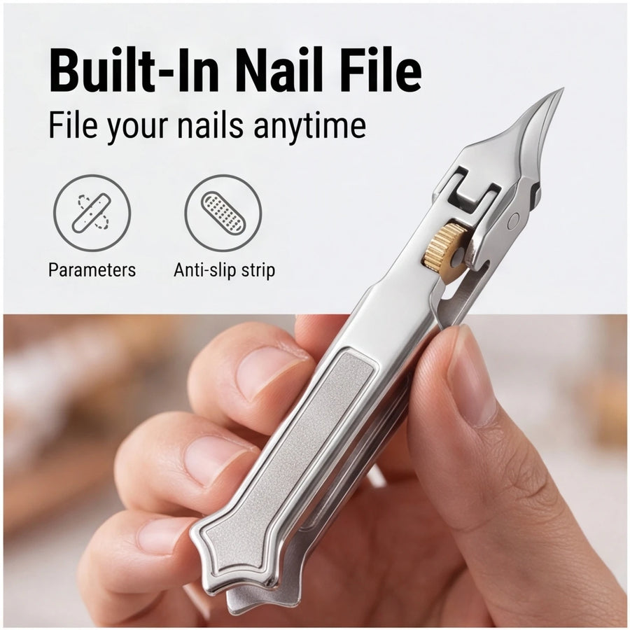 Stainless Steel Nail Clipper — Precision Trimmer with Built-In File