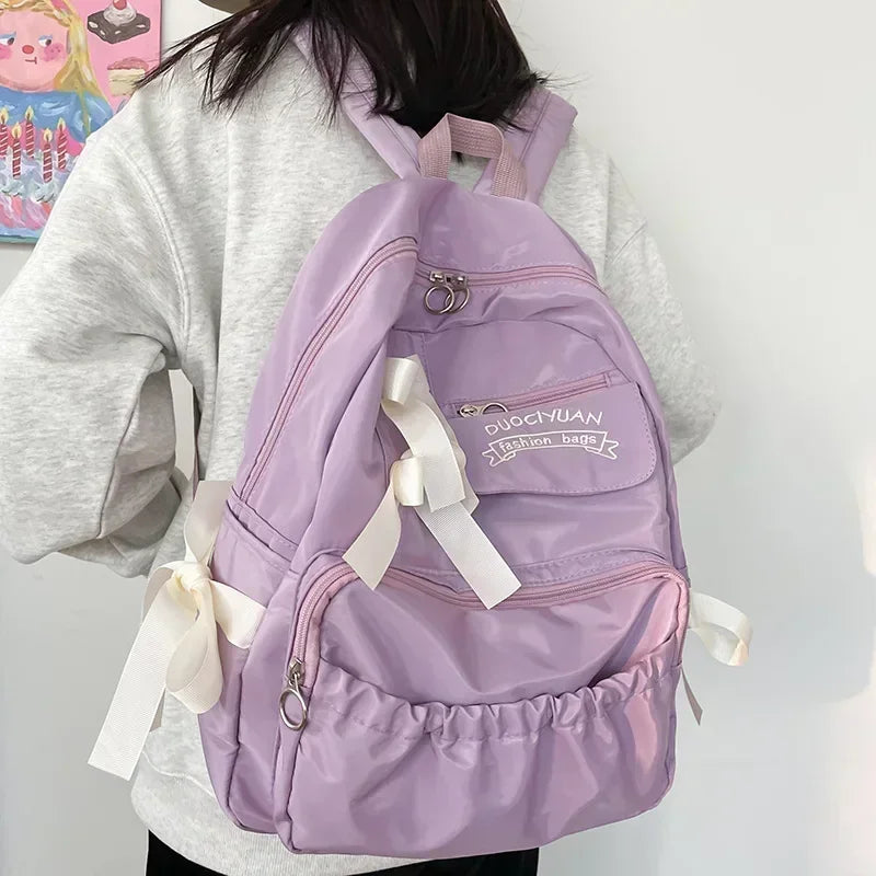 dawndesslo Aesthetic Canvas Backpack — Preppy Style School Bag for Women
