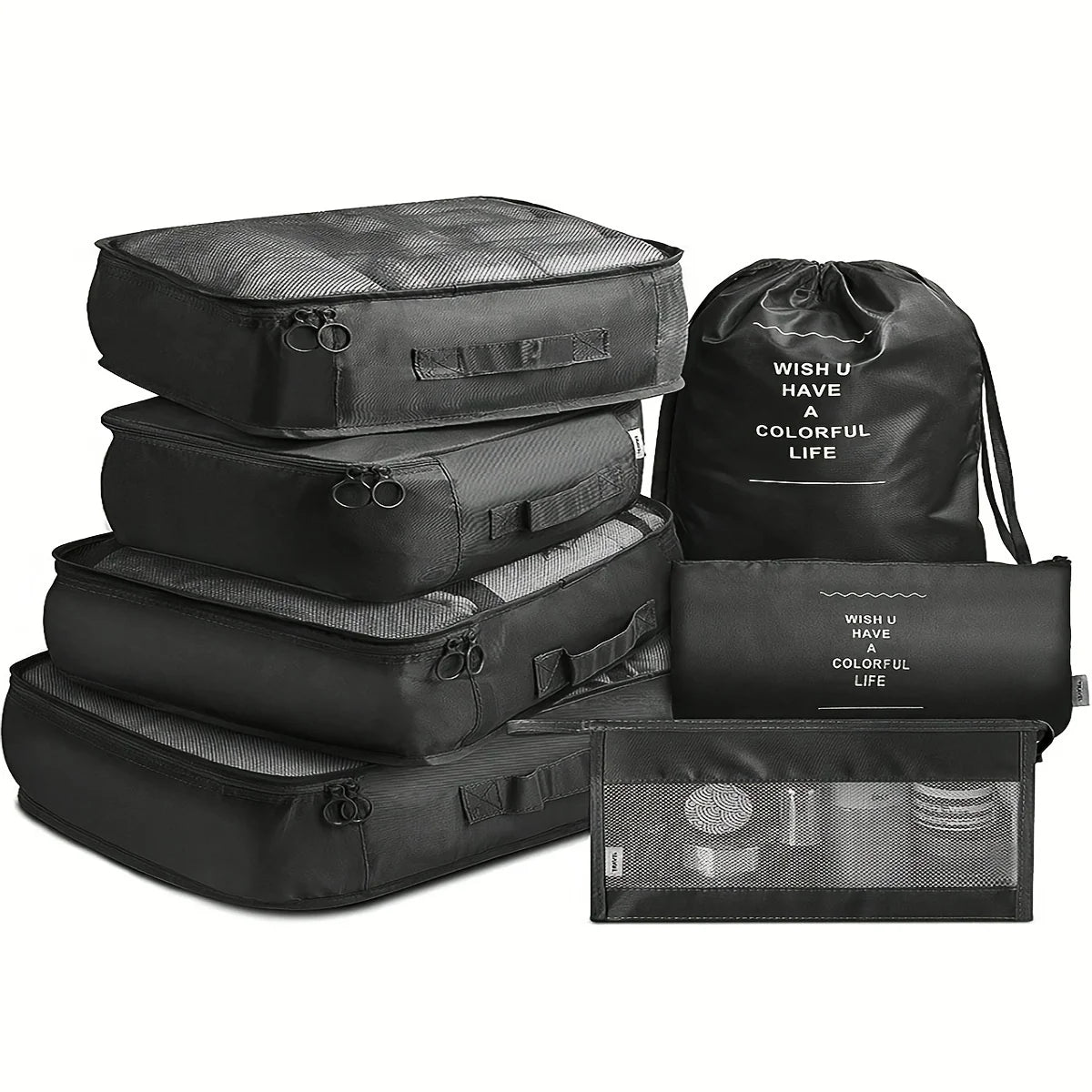 Seven-Piece Travel Storage Bag Set — Luggage Organizer & Clothing Sorting Kit