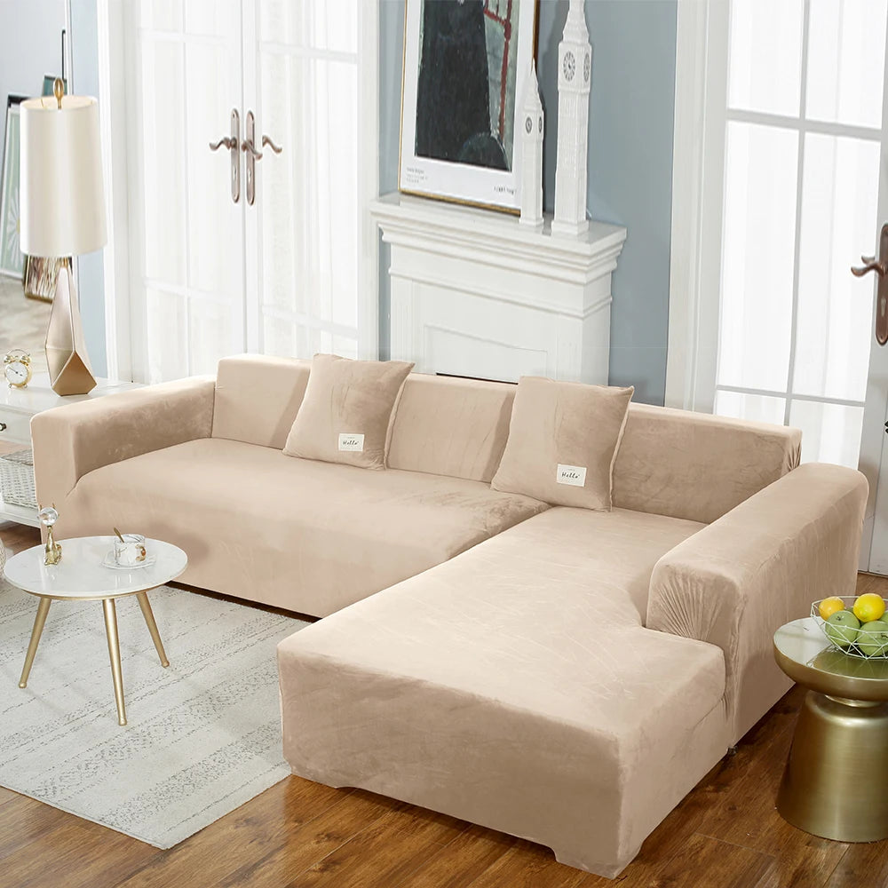 airldianer Velvet Sofa Cover — Luxury Elastic Slipcover for L-Shaped & Sectional Sofas