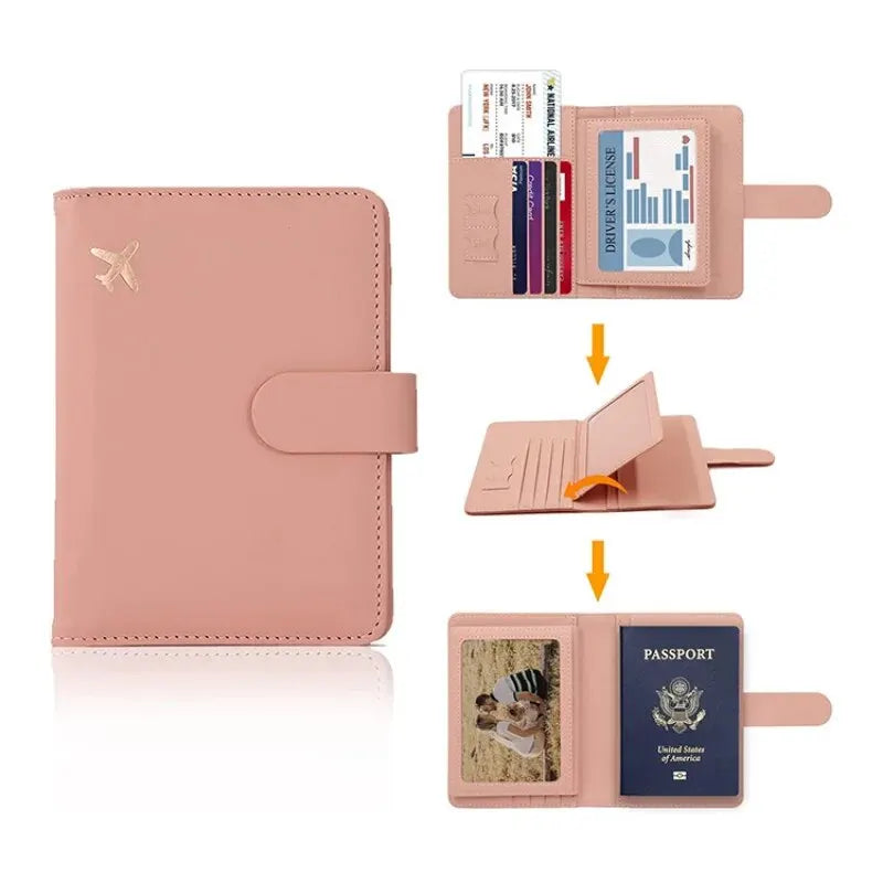 PU Leather Passport Holder — Travel Wallet with Credit Card Slots