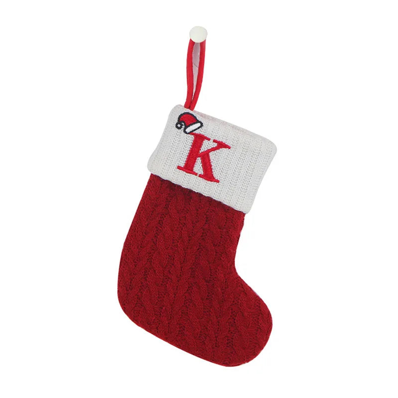 Knitted Snowflake Christmas Stocking — Decorative Holiday Tree Ornament