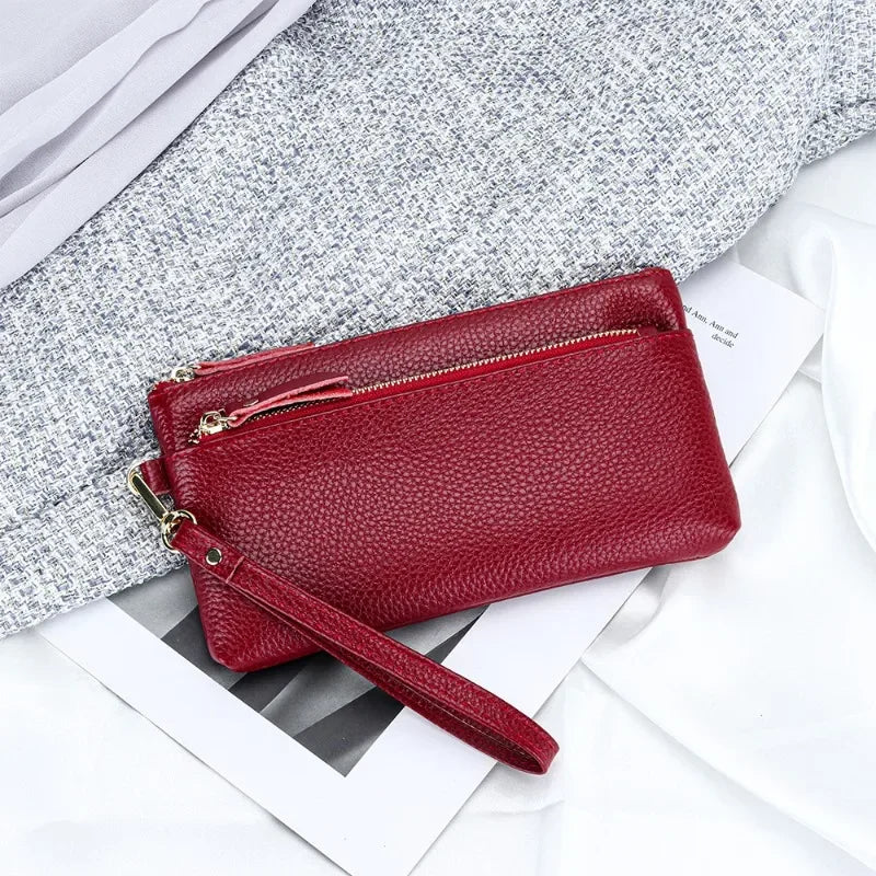dawndesslo Women's Leather Wristlet Clutch — Multi-Pocket Smartphone Wallet