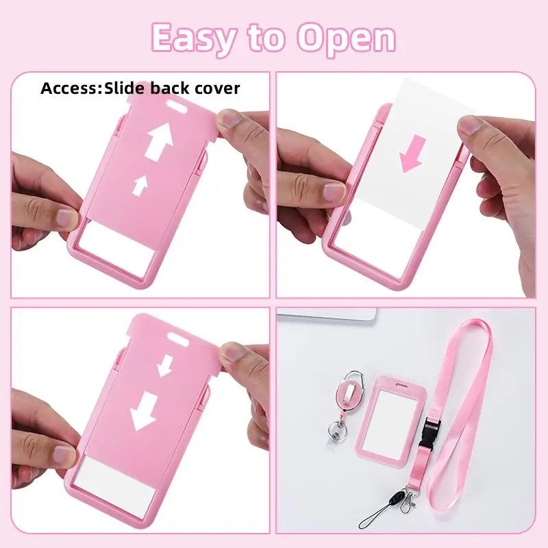 ZTBBAO Retractable Badge Holder — Durable ID Card Sleeve with Lanyard