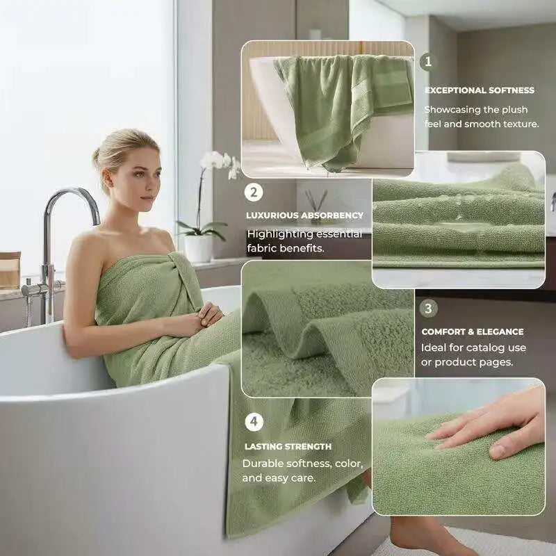 Oversized Cotton Bath Towel Set — Extra Large Absorbent Bath Sheets